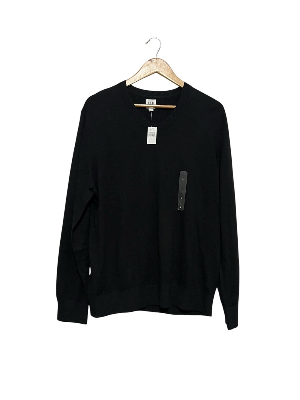 GAP Men's Black V-Neck Pullover Sweater 100% Cotton Size Large New Preppy